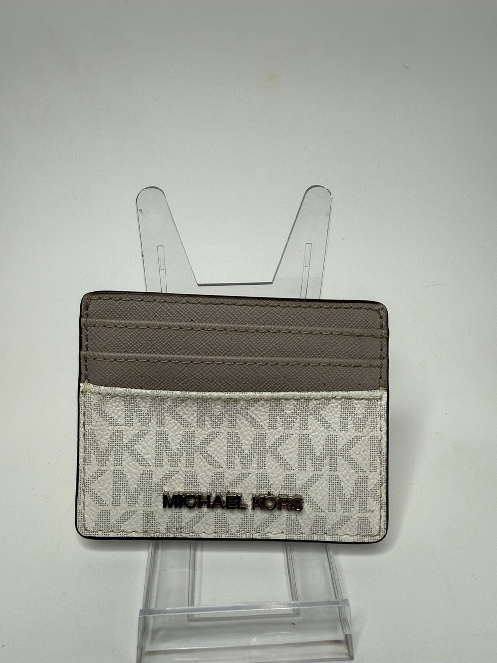 Michael Kors Slim Wallet White and Gray Monogram
